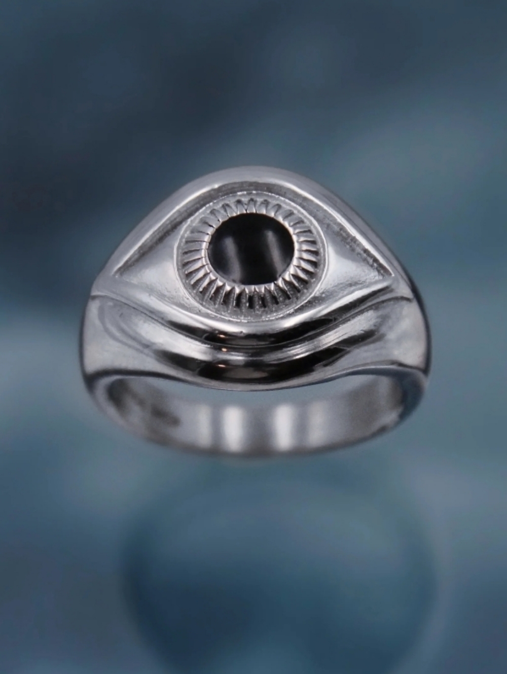 Vacation Silver Eye Signet Ring - Men's Accessory Unisex Cyber